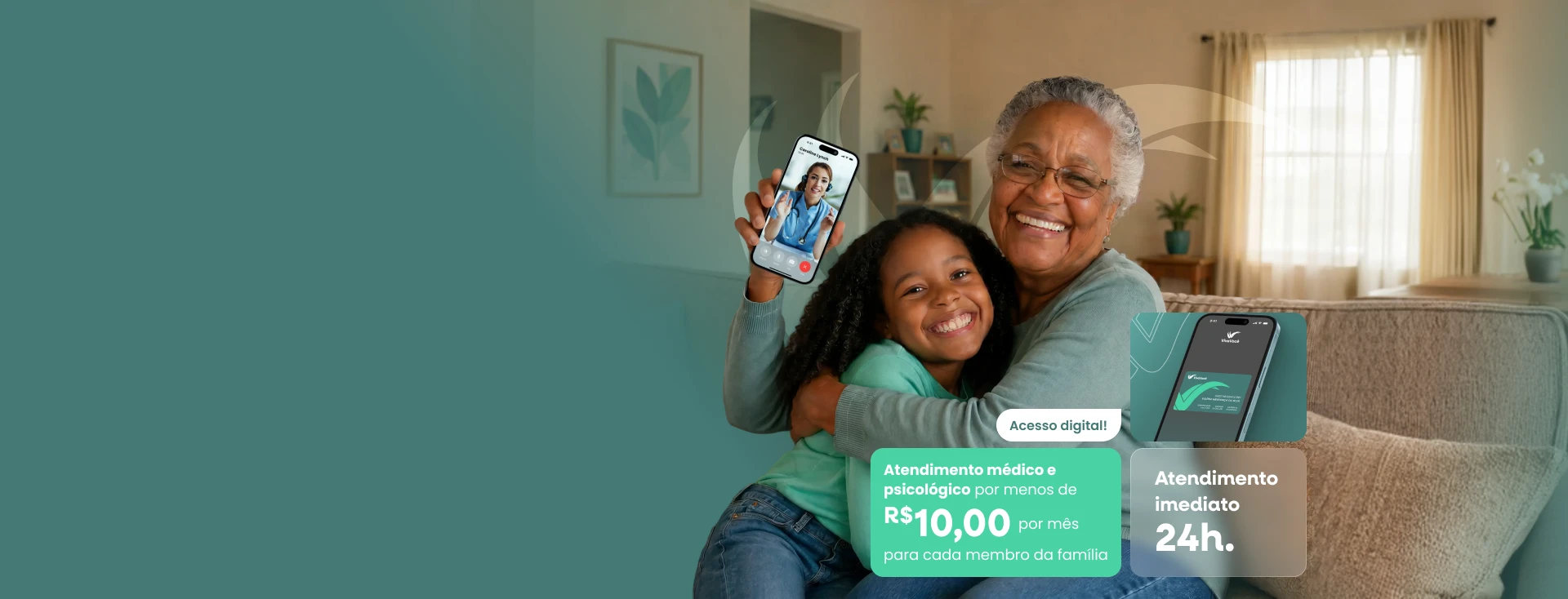 Família utilizando telemedicina Viva Você
